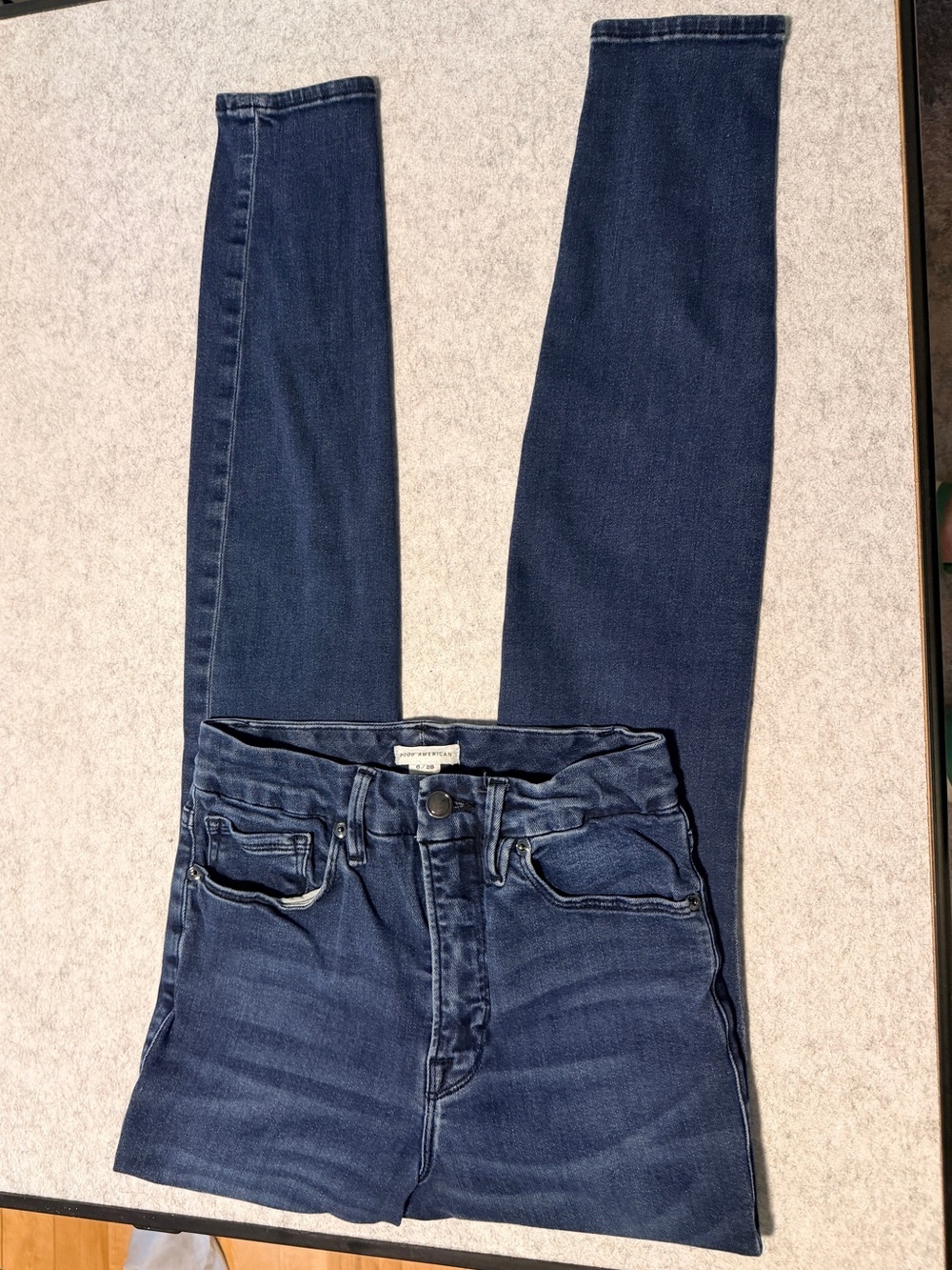Good American Good Legs Skinny Jeans Size 0/25 Dark Wash High Rise Stretch